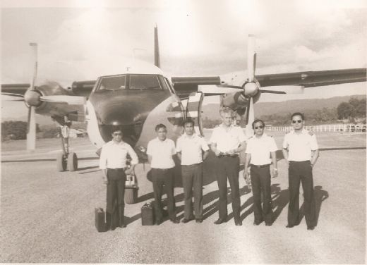 F27 besætning klar til træning.Fokker F27 crew ready for training flight.